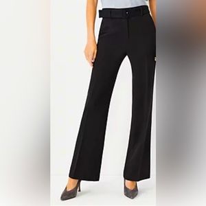 NWT Ann Taylor Petite The Belted Black Boot Cut Pants